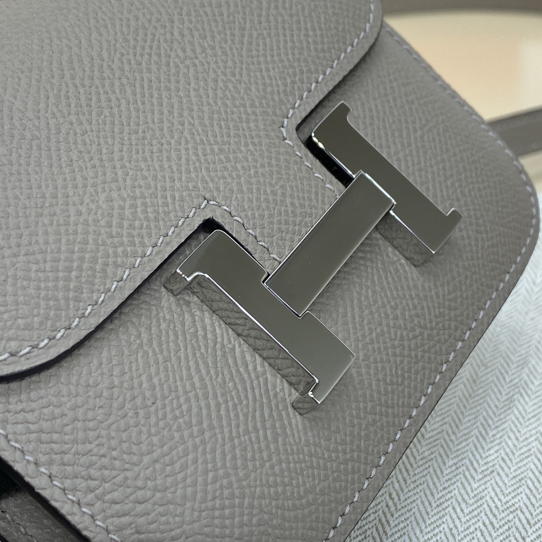 Hermes Constance Slim Wallet Belt Bag In Gris Asphalte Epsom Leather